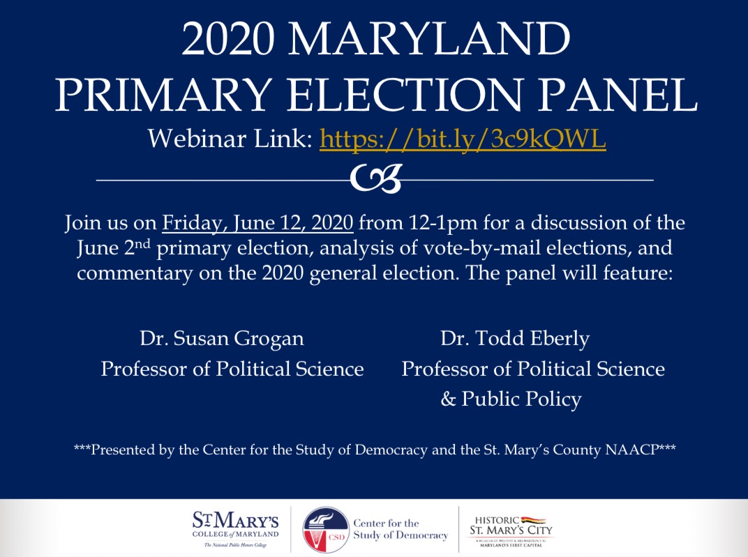 2020 Maryland Primary Election Panel St. Marys College of Maryland